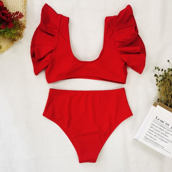 Swimsuit Swimwear High Waist Ruffle Bikini - Picture 3 of 4